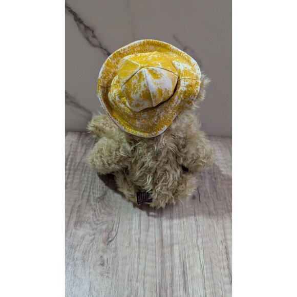 Vintage Ty Teddy Bear Yellow Hat 1993 Plush Toy Tan Fur 12 Inch Stuffed Animal - Picture 5 of 10